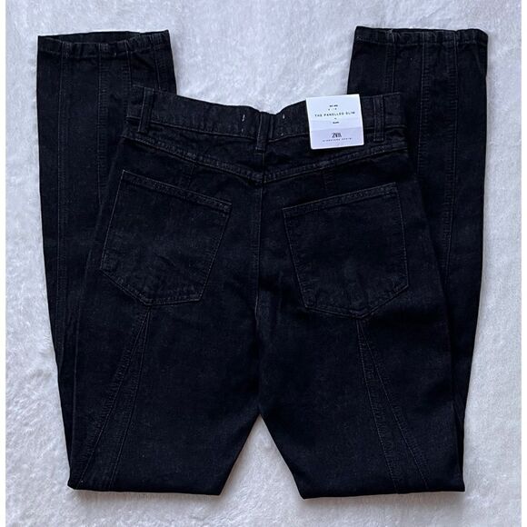 NWT Zara ZW The Panelled Slim High Rise Jeans in Black, Size 4 - Picture 16 of 16